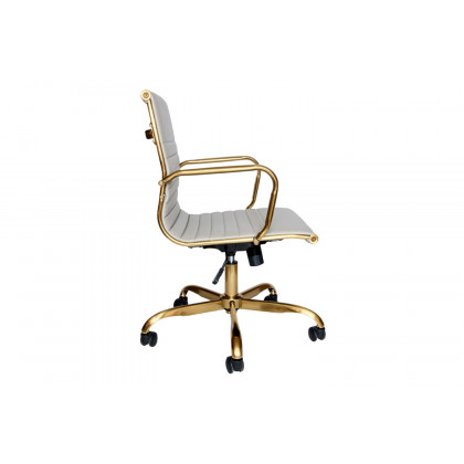 LeisureMod Harris Leatherette Gold Frame Office Chair - Tan