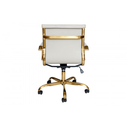 LeisureMod Harris Leatherette Gold Frame Office Chair - Tan