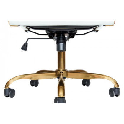 LeisureMod Harris Leatherette Gold Frame Office Chair - White
