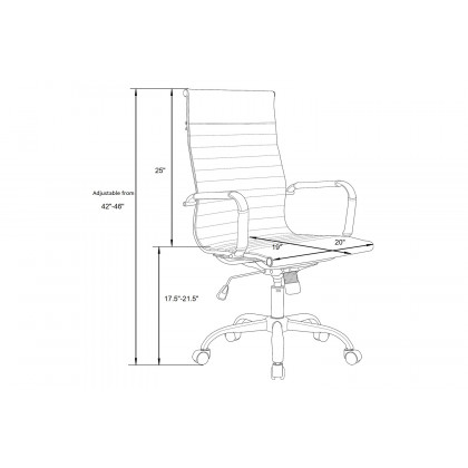 LeisureMod Harris High-Back Leatherette Office Chair with Gold Frame - White