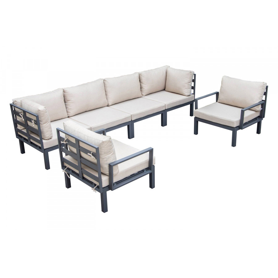 LeisureMod - Hamilton 6-Piece Aluminum Patio Conversation Set with Cushions