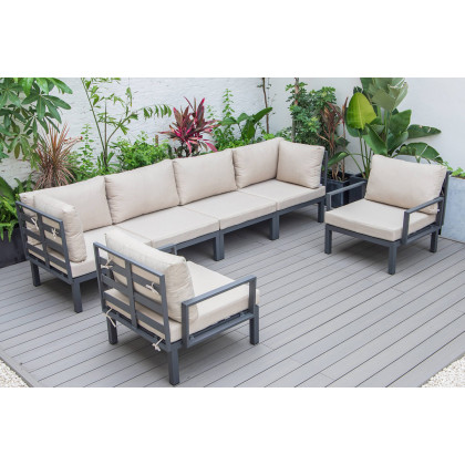 LeisureMod - Hamilton 6-Piece Aluminum Patio Conversation Set with Cushions