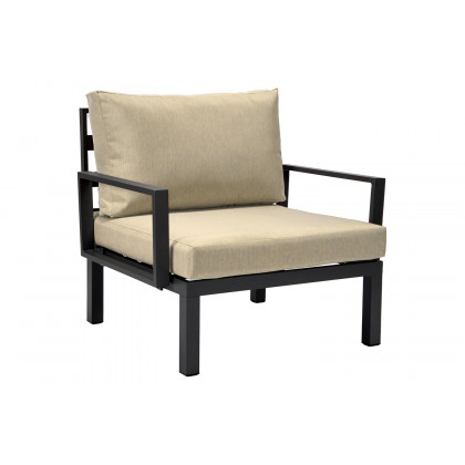 LeisureMod Hamilton 6-Piece Aluminum Patio Conversation Set with Cushions - Beige