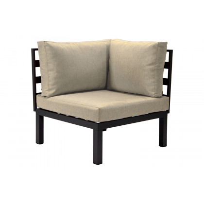 LeisureMod Hamilton 6-Piece Aluminum Patio Conversation Set with Cushions - Beige