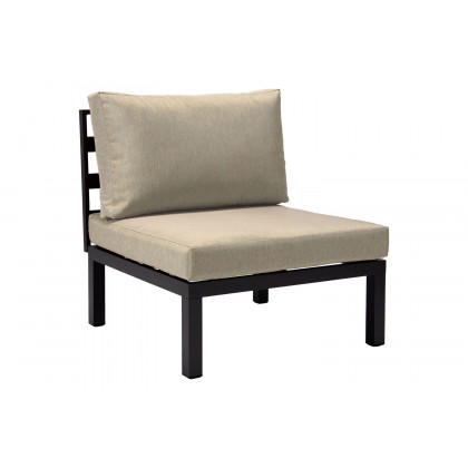 LeisureMod Hamilton 6-Piece Aluminum Patio Conversation Set with Cushions - Beige