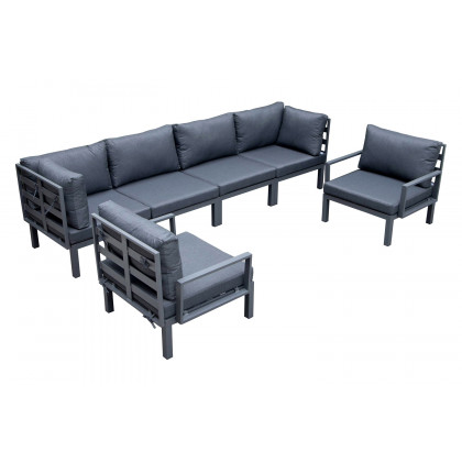 LeisureMod - Hamilton 6-Piece Aluminum Patio Conversation Set with Cushions