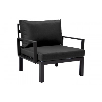 LeisureMod Hamilton 6-Piece Aluminum Patio Conversation Set with Cushions - Black