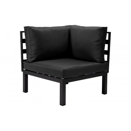 LeisureMod Hamilton 6-Piece Aluminum Patio Conversation Set with Cushions - Black
