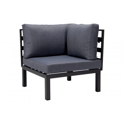 LeisureMod Hamilton 6-Piece Aluminum Patio Conversation Set with Cushions - Charcoal/Blue