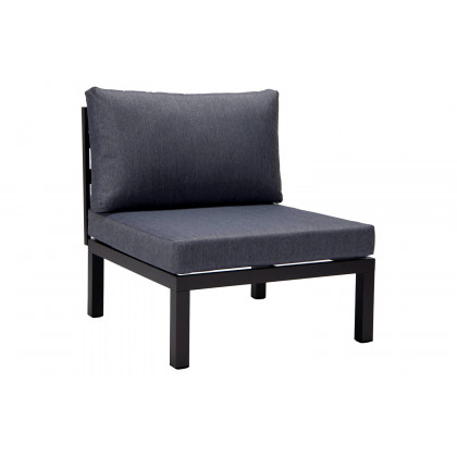 LeisureMod Hamilton 6-Piece Aluminum Patio Conversation Set with Cushions - Charcoal/Blue