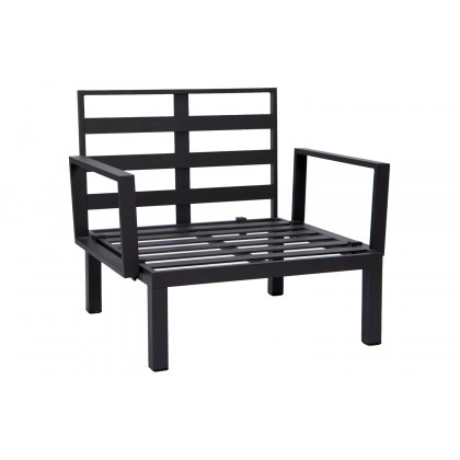 LeisureMod Hamilton 6-Piece Aluminum Patio Conversation Set with Cushions - Charcoal/Blue