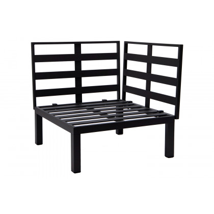 LeisureMod Hamilton 6-Piece Aluminum Patio Conversation Set with Cushions - Charcoal/Blue