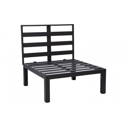 LeisureMod Hamilton 6-Piece Aluminum Patio Conversation Set with Cushions - Charcoal/Blue