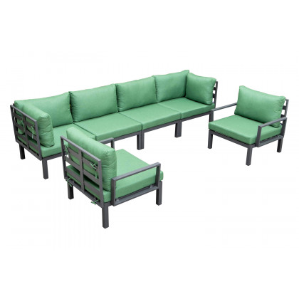 LeisureMod - Hamilton 6-Piece Aluminum Patio Conversation Set with Cushions