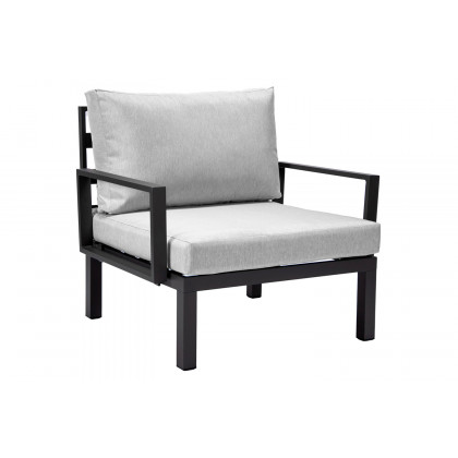 LeisureMod Hamilton 6-Piece Aluminum Patio Conversation Set with Cushions - Light Gray