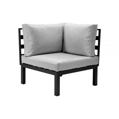 LeisureMod Hamilton 6-Piece Aluminum Patio Conversation Set with Cushions - Light Gray