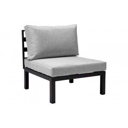 LeisureMod Hamilton 6-Piece Aluminum Patio Conversation Set with Cushions - Light Gray