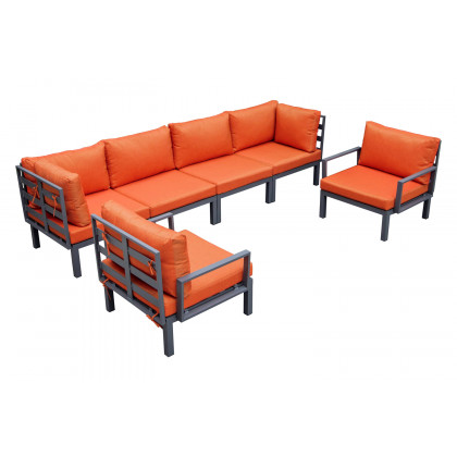 LeisureMod - Hamilton 6-Piece Aluminum Patio Conversation Set with Cushions