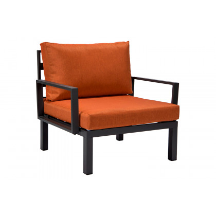 LeisureMod Hamilton 6-Piece Aluminum Patio Conversation Set with Cushions - Orange