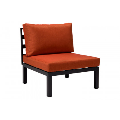 LeisureMod Hamilton 6-Piece Aluminum Patio Conversation Set with Cushions - Orange