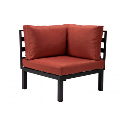 LeisureMod Hamilton 6-Piece Aluminum Patio Conversation Set with Cushions - Red