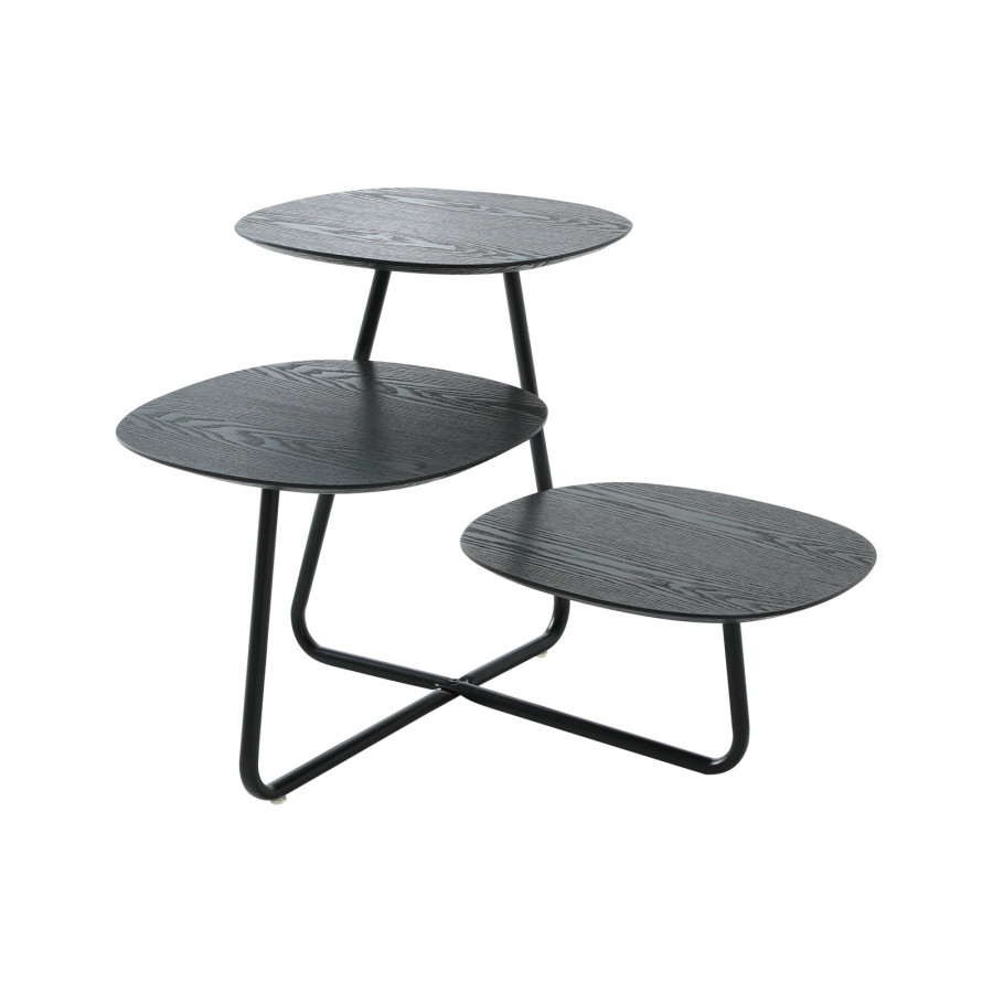 LeisureMod Hazelton Multi-Top End Tables With Manufactured Wood Top And Powder Coated Steel Frame - Black