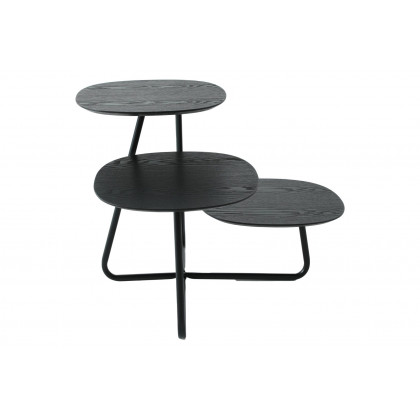 LeisureMod Hazelton Multi-Top End Tables With Manufactured Wood Top And Powder Coated Steel Frame - Black