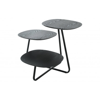 LeisureMod Hazelton Multi-Top End Tables With Manufactured Wood Top And Powder Coated Steel Frame - Black