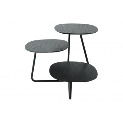LeisureMod Hazelton Multi-Top End Tables With Manufactured Wood Top And Powder Coated Steel Frame - Black