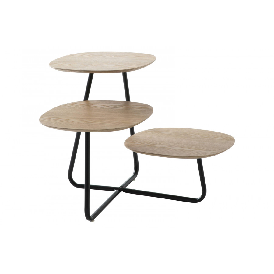 LeisureMod Hazelton Multi-Top End Tables With Manufactured Wood Top And Powder Coated Steel Frame - Natural Wood