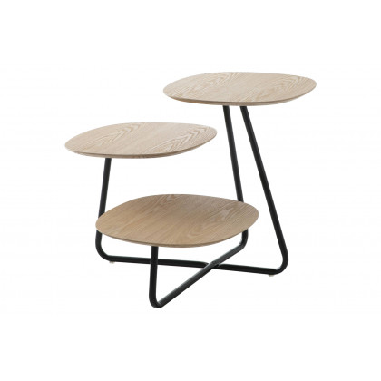 LeisureMod Hazelton Multi-Top End Tables With Manufactured Wood Top And Powder Coated Steel Frame - Natural Wood