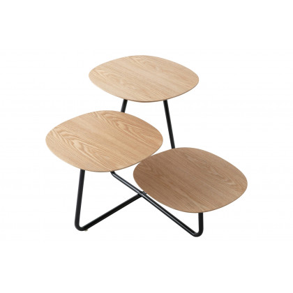 LeisureMod Hazelton Multi-Top End Tables With Manufactured Wood Top And Powder Coated Steel Frame - Natural Wood