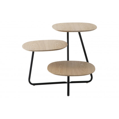 LeisureMod Hazelton Multi-Top End Tables With Manufactured Wood Top And Powder Coated Steel Frame - Natural Wood