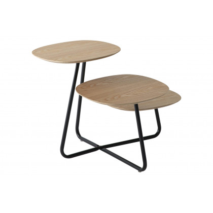 LeisureMod Hazelton Multi-Top End Tables With Manufactured Wood Top And Powder Coated Steel Frame - Natural Wood