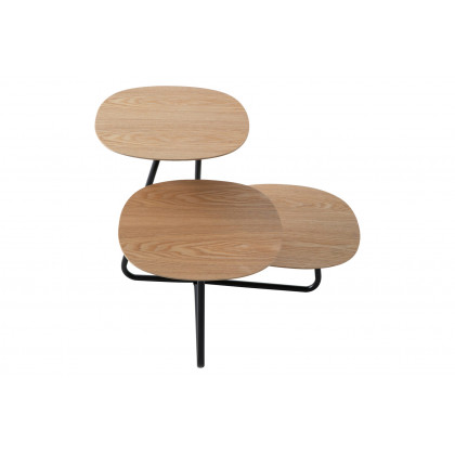 LeisureMod Hazelton Multi-Top End Tables With Manufactured Wood Top And Powder Coated Steel Frame - Natural Wood