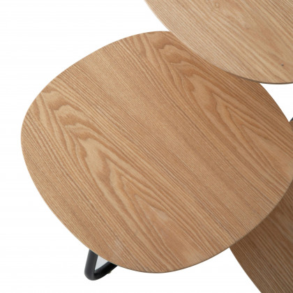 LeisureMod Hazelton Multi-Top End Tables With Manufactured Wood Top And Powder Coated Steel Frame - Natural Wood