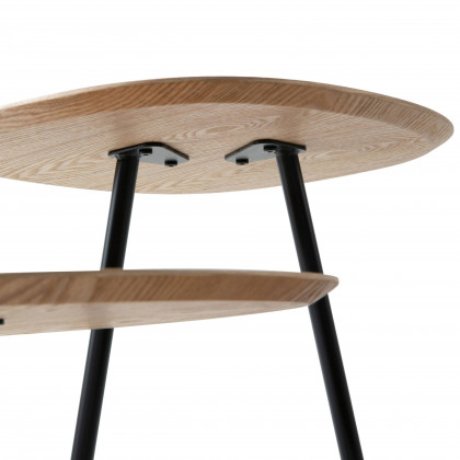 LeisureMod Hazelton Multi-Top End Tables With Manufactured Wood Top And Powder Coated Steel Frame - Natural Wood