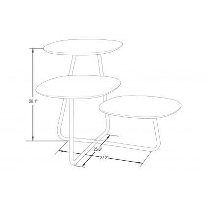 LeisureMod Hazelton Multi-Top End Tables With Manufactured Wood Top And Powder Coated Steel Frame - Natural Wood