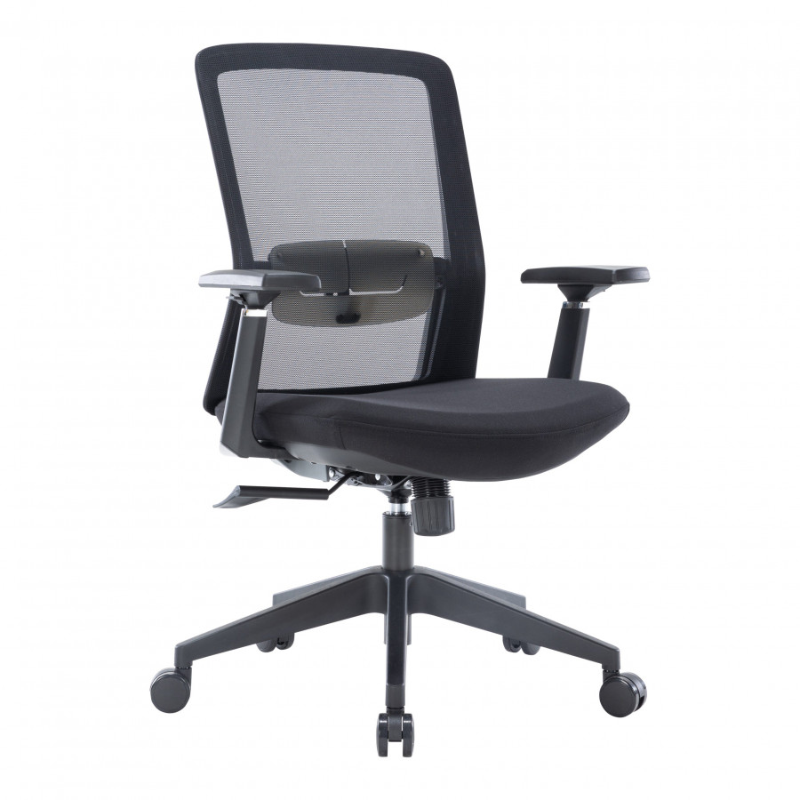 LeisureMod Ingram Modern Office Task Chair with Adjustable Armrests - Black