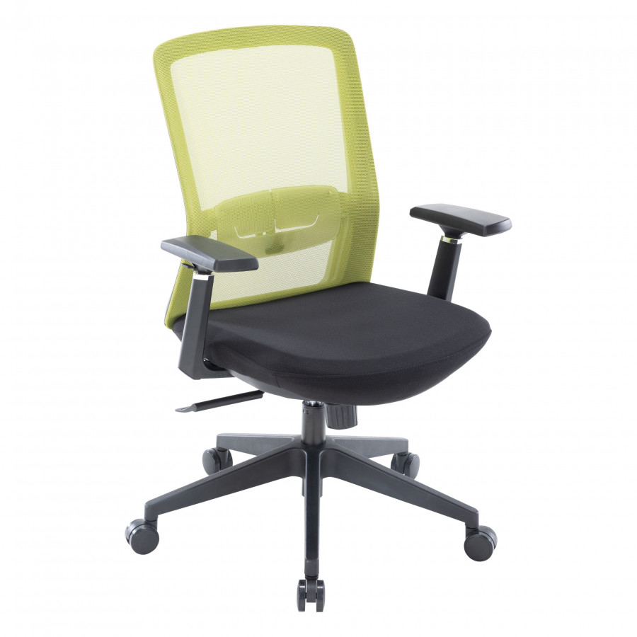 LeisureMod Ingram Modern Office Task Chair with Adjustable Armrests - Green