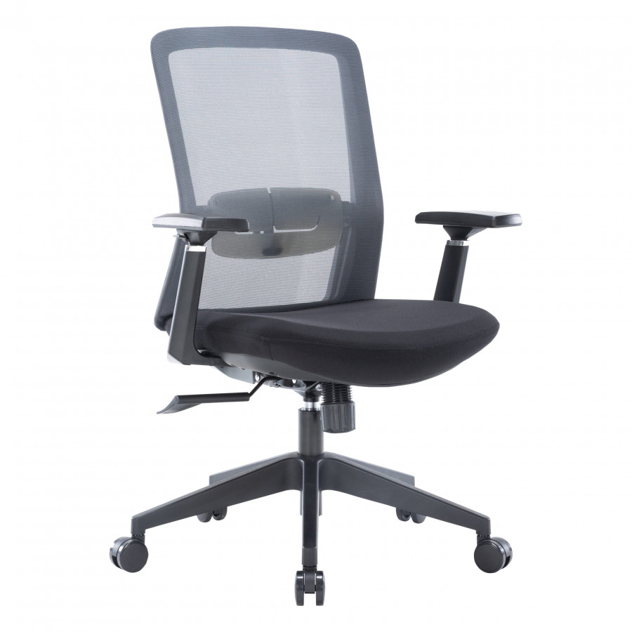 LeisureMod Ingram Modern Office Task Chair with Adjustable Armrests - Gray