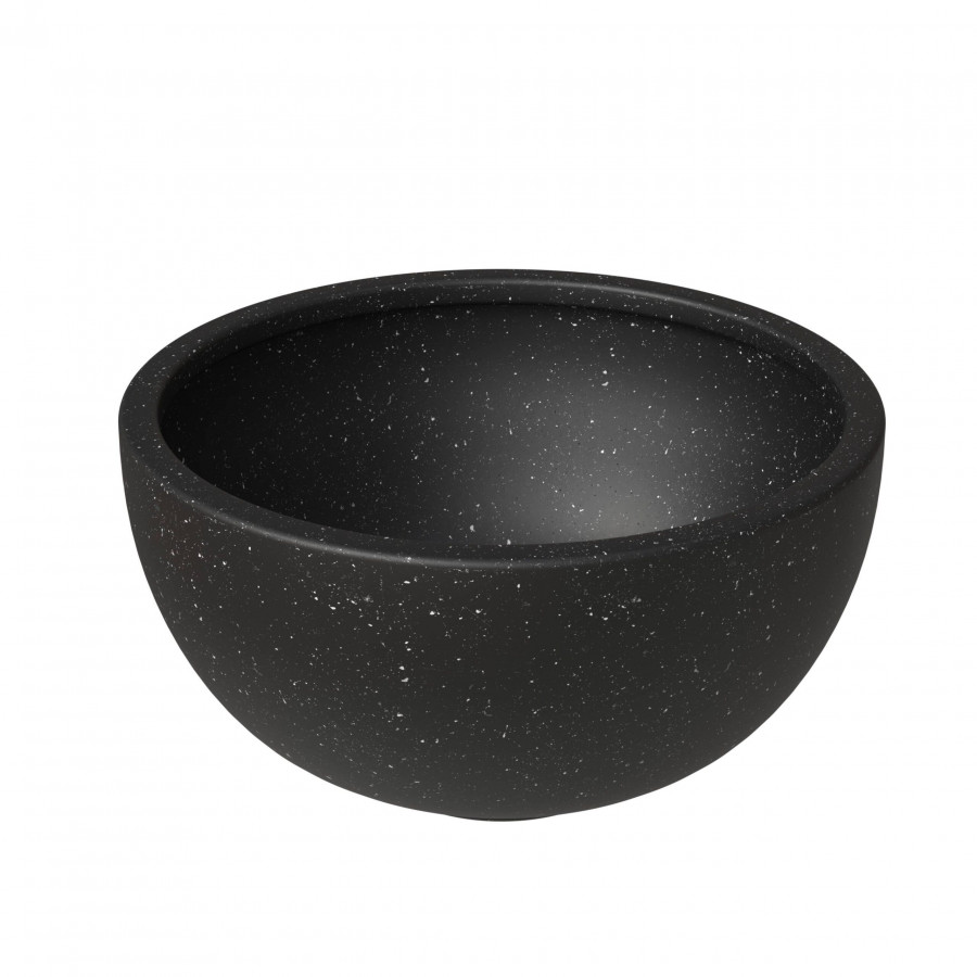 LeisureMod Iris Modern 7" Round Planter Pot in Fiberstone and Clay - Black