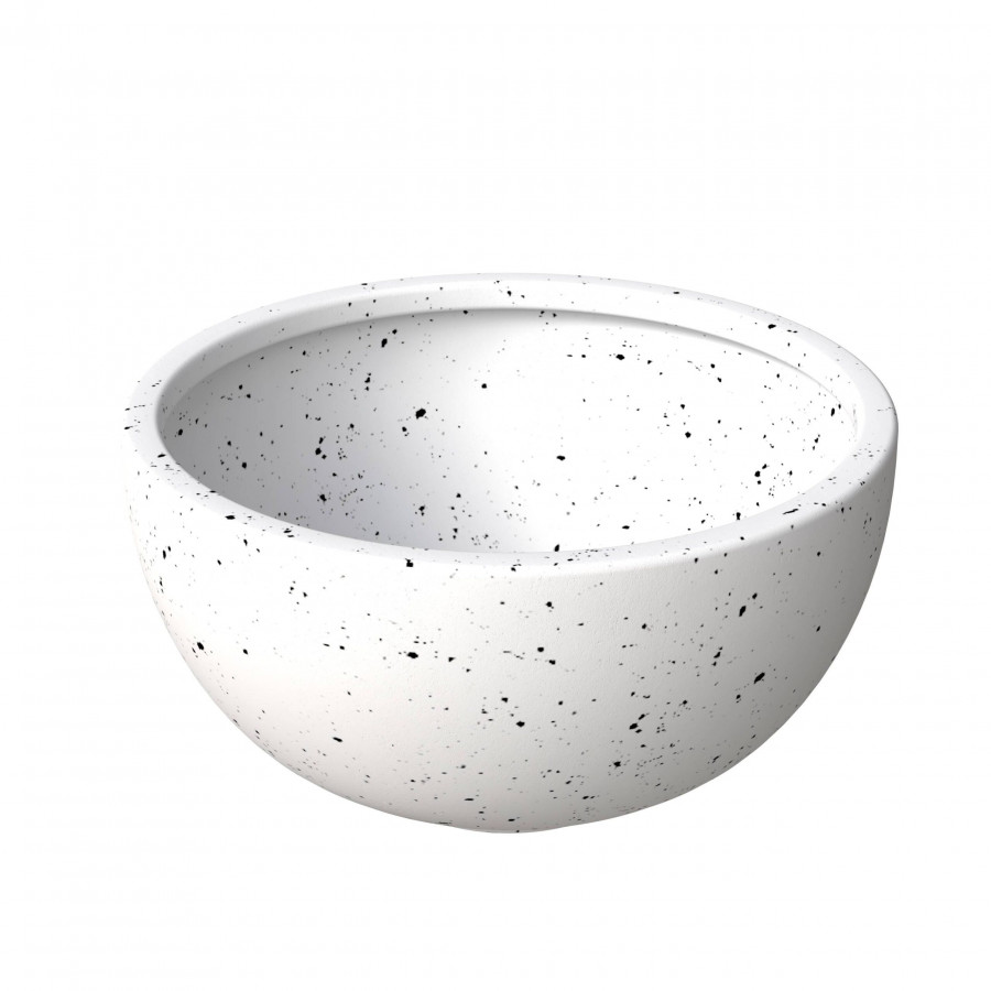 LeisureMod Iris Modern 9" Round Planter Pot in Fiberstone and Clay - White