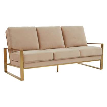 LeisureMod - Jefferson Contemporary Modern Design Velvet Sofa With Gold Frame