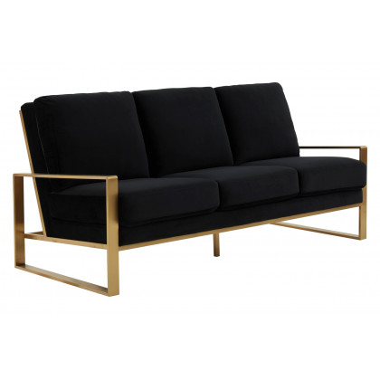 LeisureMod - Jefferson Contemporary Modern Design Velvet Sofa With Gold Frame