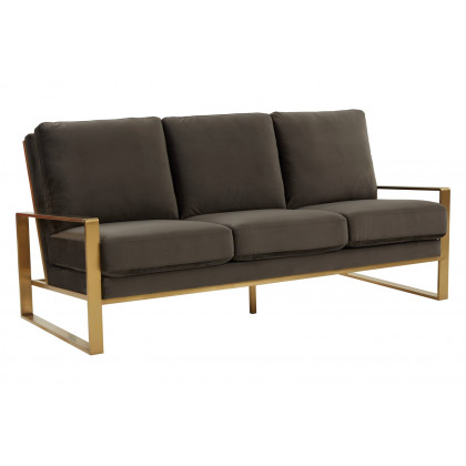LeisureMod - Jefferson Contemporary Modern Design Velvet Sofa With Gold Frame