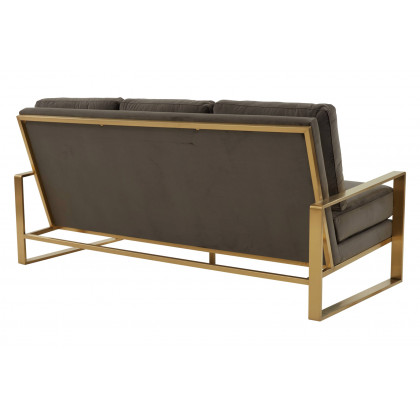 LeisureMod Jefferson Contemporary Modern Design Velvet Sofa With Gold Frame - Dark Gray