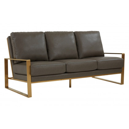 LeisureMod - Jefferson Contemporary Modern Design Leather Sofa With Silver Frame