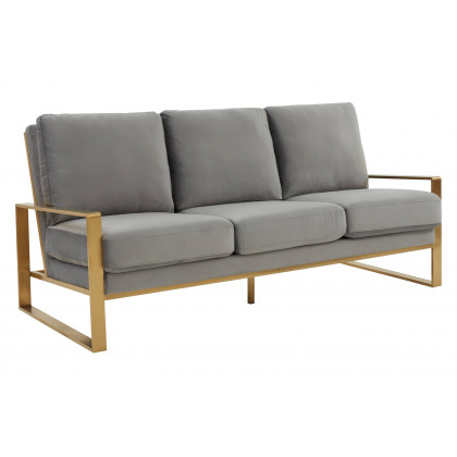 LeisureMod - Jefferson Contemporary Modern Design Velvet Sofa With Gold Frame