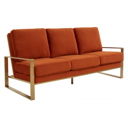 LeisureMod - Jefferson Contemporary Modern Design Velvet Sofa With Gold Frame